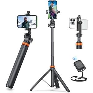 EUCOS 62" Phone Tripod, Tripod for iPhone & Selfie Stick with Remote, Extendable Cell Phone Stand & Ultimate Phone Holder, Solidest Phone Stand Compatible with iPhone/Android Missing Remote