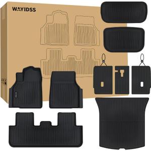 Floor Mat for 2025 2026 New Tesla Model Y Juniper 7PCS Full Set with Front and Rear Cargo Mat & Backrest Mat,Custom TPE All Weather Protection Full Coverage Trunk Liner & Floor Liner car Accessories