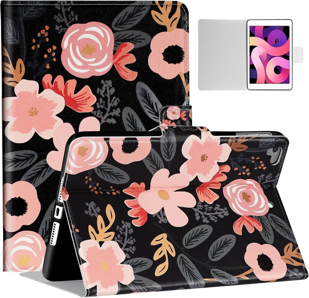 Case for iPad mini 5/4/3/2/1 Cartoon Aesthetic Cute Flowers Floral 5th/4th Generation Kawaii Partten Folio Cover Fashion Slim Stand Cases Women Teens Girls Auto Sleep/Wake for iPad 7.9 inch