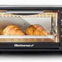 Elite Gourmet ETO490 9L/4 Slice Countertop Toaster Oven with 30-Minute Timer, Adjustable Temperature Control, Includes Baking Pan and Wire Rack, Bake, Broil, Toast, Black