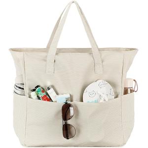 LEDAOU Large Beach Bag Women Waterproof Sandproof Zipper Beach Tote Pool Bag for Gym Grocery Travel with Wet Pocket