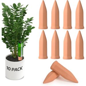 APPD Terracotta Watering Stakes10 Pack Automatic Plants Watering Devices Terracotta Self Watering Spikes for Wine Bottles Great for Indoor & Outdoor Plants