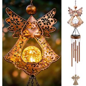 Supdeco Solar Hummingbird Wind Chimes for outside: Melodious Mother's Day Birthday Gifts for Mom Women Grandma Her - Weatherproof Metal Outdoor Decor Easy Hanging for Garden Patio Tree Window Memorial