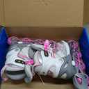 2PM SPORTS Cytia Pink Girls Adjustable Illuminating Inline Skates with Light up Wheels, Fun Flashing Beginner Roller Skates for Kids (Small - Little Kids (10C-12.5C US), silver)
