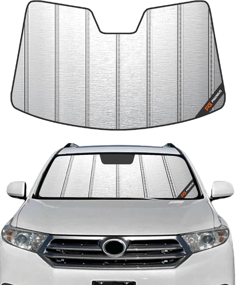 Windshield Sun Shade for Toyota Highlander 2008-2013,Front Window Sunshade,Blocks UV Rays,Windshield Sunshade Cover Warm Weather Keep Your Seat Cooler (2008-2013 Highlander, Metallic)