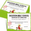 Vacation Bible School Certificates - 50 Pcs VBS Certificate of Completion 11"X 8.3", Christian Cross Attendance Award Participation Certificates for Religious Sunday School Elementary