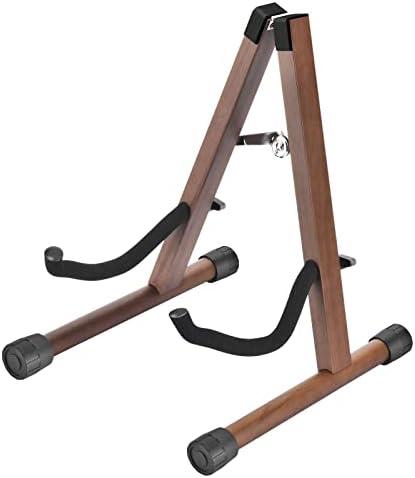 Wood Electric Guitar Stand With Non-Slip Rubber and Soft Foam Arms - Portable Folding A-Frame for Acoustic Guitars, Easy Assembly, Floor Display for Travel