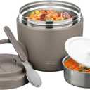 Wiwens Thermo Food Jar for Hot Food Adults 32OZ Soup Thermo Lunch Containers Wide Mouth Vacuum Insulated Stainless Steel Leakproof Bento Box with Spoon (Khaki)