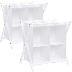 aboxoo 2 Pack Luggage Rack with storage, Guest Room Folding Suitcase Stands, Holds up to 120 lb, Space Saving Suitcase Holders for guest room, Bedroom Hotel, White