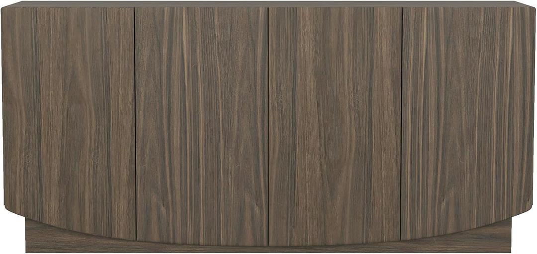 Manhattan Comfort Ardea Modern Sideboard with Push-to-Close Doors, Contemporary Storage Cabinet with Adjustable Shelves, Handle-Free Design, Wood Grain Finish, Walnut, unspecified