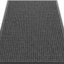 Sturdy Front Door Mat Outside Entrance, 4' x 3' All-Season All-Weather Doormat Waterproof, Stain and Fade Resistant, Natural Rubber Indoor Outdoor Welcome Door Mat Trap Dirt (Grey Squares)