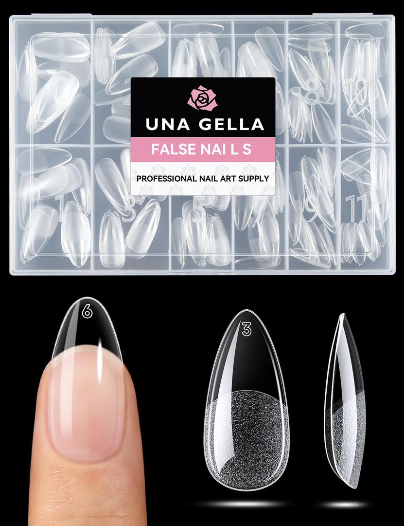 UNA GELLA Almond Nail Tips Medium 216pcs X-Soft Gel Press On Nails
12 Sizes Fake Nails, Natural Fit, Lightweight Design, DIY Nail Art, Extensions, French Styles and Salon Looks