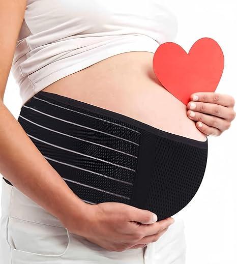 Belly Band for Pregnancy Maternity Belt Pregnancy Support Belt Bump Band Abdominal Brace Belt - Relieve Lower Back, Pelvic and Hip Pain (Black/One size)