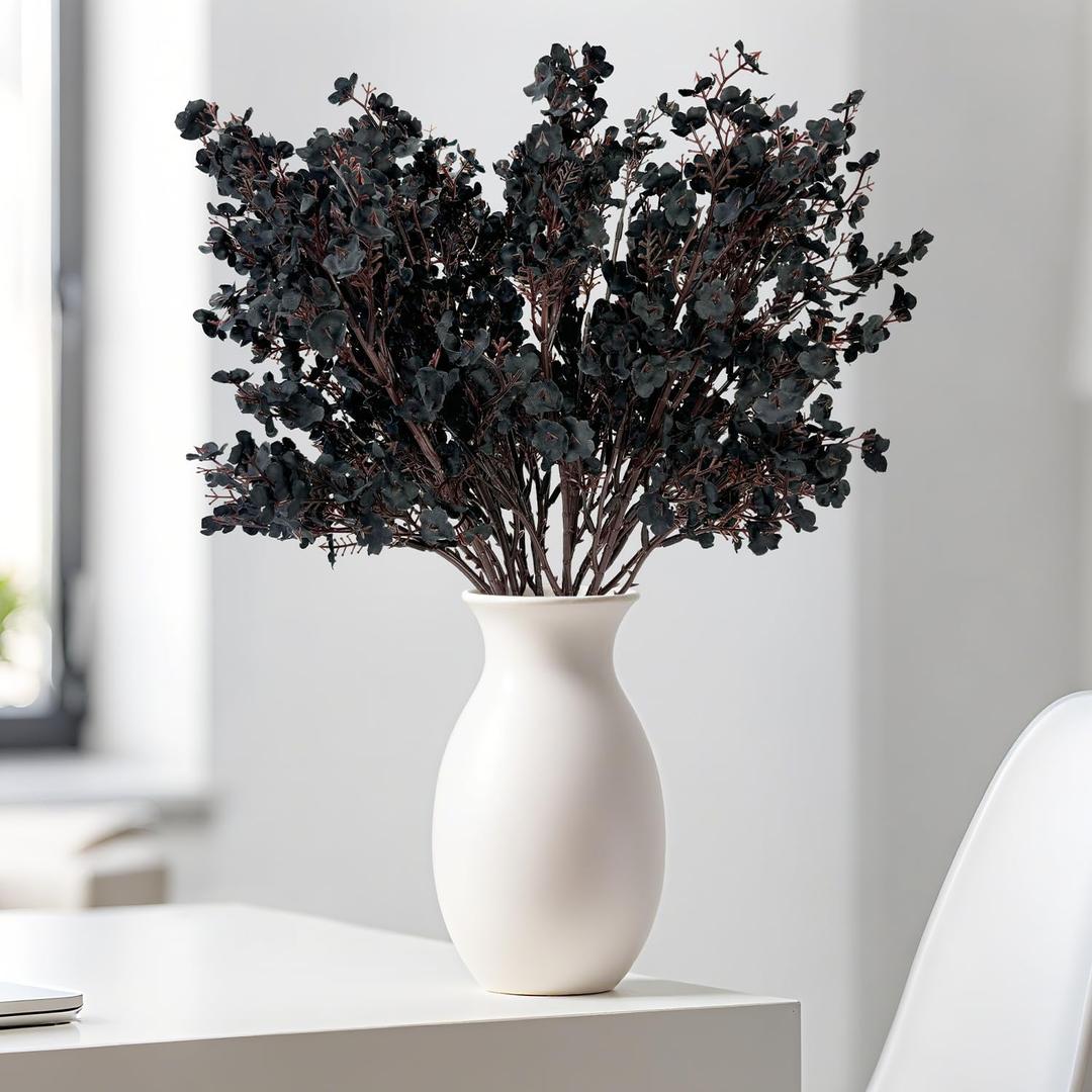 Halloween Artificial Flowers Plants for Home Decor Indoor 10 PCS, Black Fake Silk Babys Breath Realistic Bouquet, Faux Stems Picks for Vases, Floral Arrangement Decorations for Tables Centerpieces Halloween Artificial Flowers Plants for Home Decor Indoor 10 PCS, Black Fake Silk Babys Breath Realistic Bouquet, Faux Stems Picks for Vases, Floral Arrangement Decorations for Tables Centerpieces