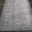 Area Rugs 7x5 for Living Room Bedroom, Grey Washable Rug, Vintage Retro Boho Rug, Non Slip & Low Pile Faux Wool Thin Carpet for Indoor Dining Room, Dorm and Kids Room