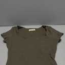 QINSEN Womens Sweetheart Neck Short Sleeve T Shirts Slim Fit Basic Tee Trendy Crop Top (Large, Army Green)