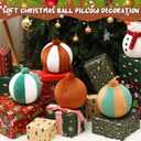 2 Pcs Christmas Pillows 7 Inch Round Christmas Ornament Shaped Throw Pillow Cute 3D Ball Xmas Throw Cushion Decoration for Bed Couch Sofa Chair Living Room(Brown and White)