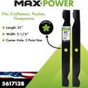 MaxPower 561713B 2-Blade Set for 42" Cut Poulan/Husqvarna/Craftsman Replaces 138498, 138971, 127843, 532138971, 532127843, 532138498, CMXGZAM110136