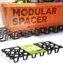 Plant Riser 10 Pack Modular Pot Spacer for Grow Bags, Planters & Containers UV-Resistant Drainage Tray for Airflow, Root Health & Cleaner Surfaces - 19.7x7.5x2.4 inches (Black)