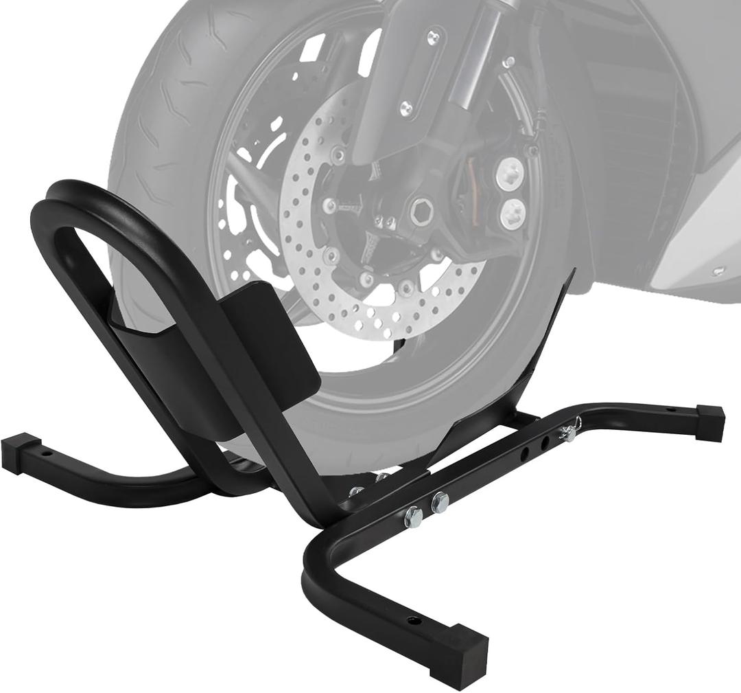 Donext Motorcycle Front Tire Chock, 1500 lbs Heavy Duty Wheel Stand, Black Motorbike Front Chock for 17"-21" Wheels, High-Grade Steel Trailer Stand (1500lbs for 17"-21" Wheels)