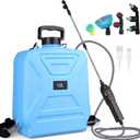 Battery Powered Garden Sprayer 3.2 Gallon Electric Pump Backpack Sprayer with USB Rechargeable Handle, Telescopic Wand, Adjustable Strap and 4 Mist Nozzles for Yard, Lawn, Cleaning (Blue, 12 L)