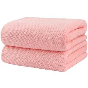 HOMEXCEL Bath Towels Pack of 2, (27 x 54 Inches) Microfiber Ultra Soft Highly Absorbent Bath Towel Set, Lightweight and Quick Drying Towels for Body, Sport, Yoga, SPA, Fitness, Pink