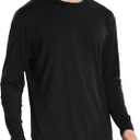 netdraw Men's Ultra Soft Bamboo Viscose T-Shirt Curve Hem Lightweight Cooling Short/Long Sleeve Casual Basic Tee Shirt (Black, Small)