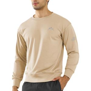 NORTHYARD Men's Crewneck Sweatshirt Long Sleeve Cotton Sweat Shirt Lightweight Athletic Workout Sport Gym Running Sweatshirts (3X-Large, Lightkhaki)