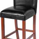 HomePop Home Decor Classic Counter Height Bar Stool, Set of 1, 29 Inch, Faux Leather Upholstered, Decorative Home Furniture, Black