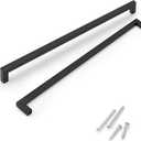 KNOBWELL 6 Pack Black Stainless Steel Cabinet Pull Bathroom Cabinet Handles Kitchen Cupboard Handles 12-3/ 5" Hole Spacing, 13" Overall Length