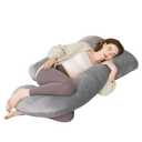 Maternity Pillow for Pregnant Women,57 Inch G-Shape Pregnancy Pillows for Side Sleeping,Relieves Back Pain, Leg & Belly Support, Comfort for Sleeping - Removable Velvet Cover (Grey)