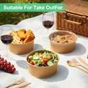 100 Pack Kraft Paper Bowls with Lid 25/34/ 37 oz Disposable Soup Salad Bowls Party Supplies, to Go Food Container for Party Dessert, Ice Cream, Yogurt, Microwave Freezer Safe