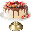 Ruckae White Ceramic Cake Stand 12 Inch Metal Wedding Cake Plate Round Dessert Stand Cake Plate Cupcake Stand for Party Table Display