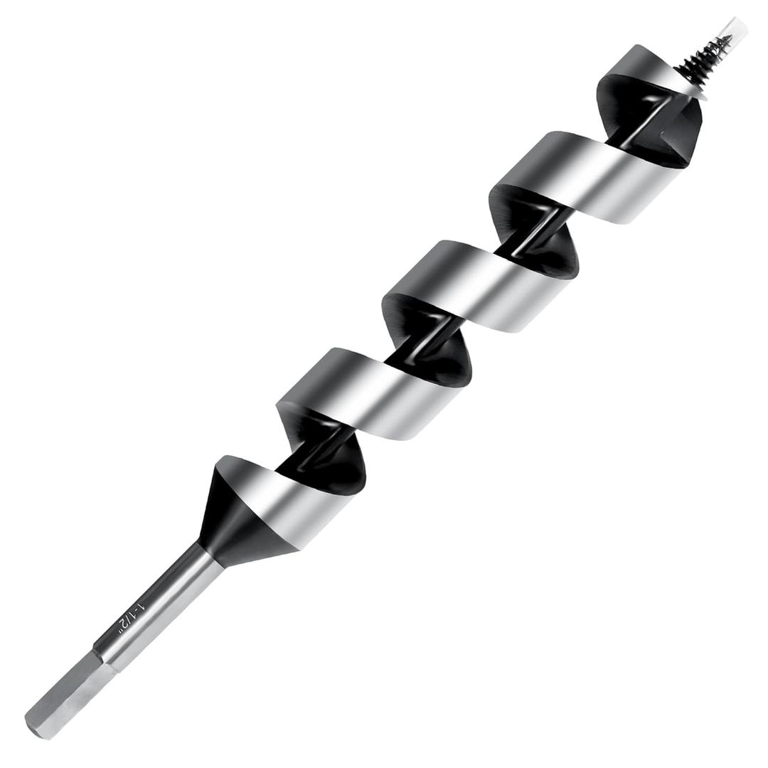 1-1/2 Inch x 12 Inch Long Auger Drill Bit for Wood, Hex Shank Ship Auger Drill Bit for Soft and Hard Wood, Plastic, Drywall and Composite Materials