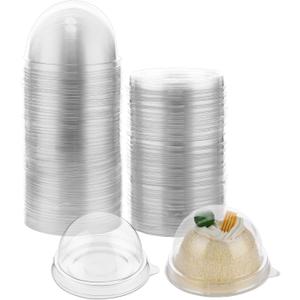 Patelai 150 Pcs Clear Plastic Mini Cupcake Container, Mini Cupcake Box Muffin Dome Muffin Single Container Box for Wedding Birthday Cheese Pastry Dessert Cake (Clear)