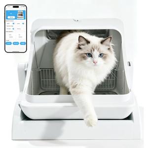 Self Cleaning Litter Box, Open Top Automatic, Cream White