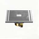 Xportix Square Floor Drain with Backflow Preventer, 4x4 inch, 304 Stainless Steel, for Kitchen Bathroom Balcony Backyard, Silver Chrome with Brass Core 007
