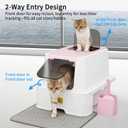 RIZZARI Pink Cat Litter Box: Covered Top Entry with Drawer & Spray 24.25"L x 19"W x 16.54"H