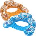 Jasonwell Inflatable Pool Float Chair - 2 Pack Pool Floaties Chair Floats Loungers for Swimming Pools Floating Lounger with Cup Holders Toy Party Floaties for Adults L