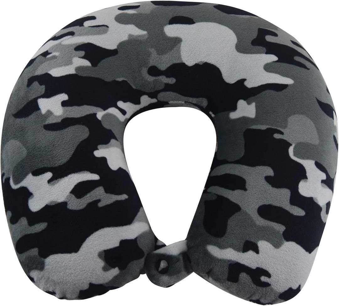 Wolf Essentials Adult Cozy Soft Microfiber Neck Pillow for Travel – Compact, Machine Washable - Perfect for Airplane, Car, or Home Use - Filled and Finished in The USA – Black Camo. Size: Adult (Pack of 1)