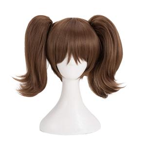 Xingwang Queen Anime Cosplay Wig Short Brown Clip on Double Ponytails Women Girls' Party Wigs