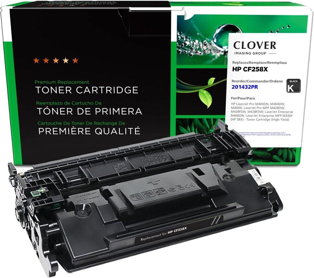 Clover Remanufactured High Yield Toner Cartridge (Reused OEM Chip) Replacement for HP 58X (CF258X) | Black