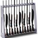 Yousoontic Indoor Gun Racks, Floor Standing Rifle Rack Wooden Freestanding Vertical Shotgun Display Stand with Soft Padding Safe Heavy Duty Gun Storage for Home Garage Office (Hold 12 Guns, Grey)