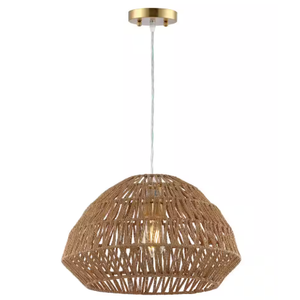 2pcs Niamh 1-Light natural Pendant Light with Rattan Shade, Brown