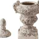 SOFE 28 Inch Tall Large Outdoor Plant Pot, Lidded Garden Planter Urns, Distressed White Planter Pot, Planters for Outdoor Plants, Pedestal Planter, Resin Front Porch Planters