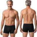 PROTECHDRY - Washable & Reusable Urinary Incontinence Cotton Boxer Brief Underwear for Men (Black, Medium)