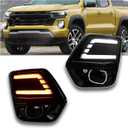 LED Front Bumper Light Kit for 2023-2024 Chevy Chevrolet Colorado Switchback White DRL Fog Lamps & Dynamic Amber Sequential Turn Signals | Direct Bolt-On OEM Replacement Bumper Trim (Pair)