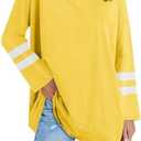 Fisoew Women's Long Sleeve Oversized T Shirts Loose Casual Crewneck Tunic Tops Soft Blouse Size XL, Yellow
