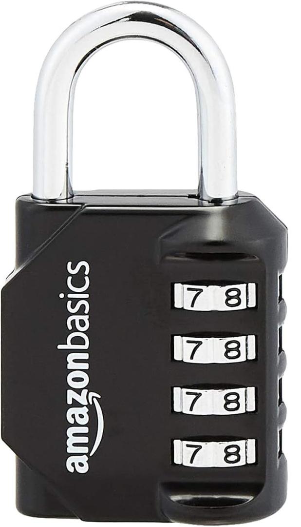 Amazon Basics 4-Digit Combination Lock for Gym and Sports, Black