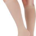 Lin Performance 20-30 mmHg Medical Compression Socks for Women and Men Knee High Open Toe Stockings Varicose Vein Swollen legs (L, Beige)